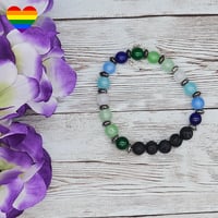 Image 3 of Gay Pride Flag Lava Bead Bracelet