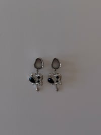Image 1 of Black Dripping Hearts (Silver) 