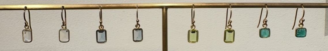 Image of Tiny Single Drop Earrings- 14 kt and Semi Precious Stones