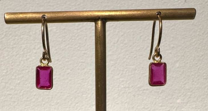 Image of Tiny Single Drop Earrings- 14 kt and Semi Precious Stones