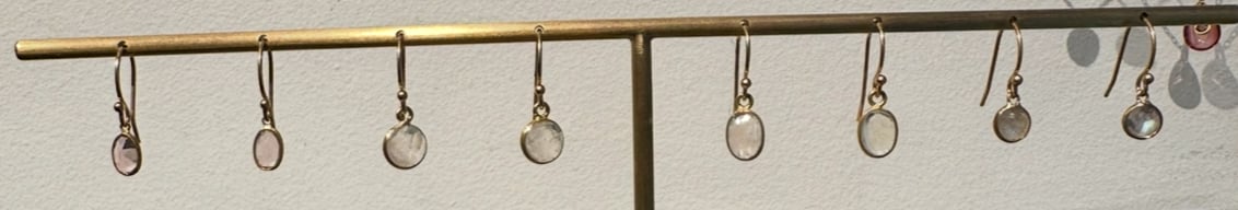 Image of Tiny Single Drop Earrings- 14 kt and Semi Precious Stones