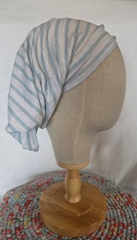 Image 2 of Linen Stretchy Wrap in Sky Blue & White Stripes