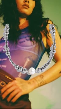 Image 1 of Silver Pearl Necklace