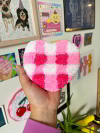 Image 5 of Gingham Heart Tufted Coasters
