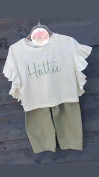 Image 1 of Girls personalised 2 piece pant set 