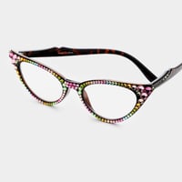 Image 2 of Bold Rhinestone Cat Eye Reading Glasses | Statement Eyewear | GlamFind