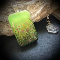 Image 6 of Green Wildflower Meadow Hand Painted Resin Pendant