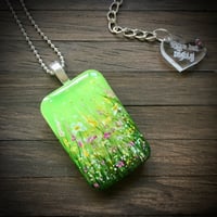 Image 2 of Green Wildflower Meadow Hand Painted Resin Pendant