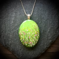 Image 5 of Green Wildflower Meadow Hand Painted Resin Pendant