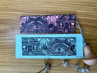 Image 2 of Paws up Raccoon Lino Cut Print 