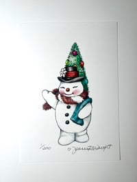 Retro Snowman Sketch Print - Numbered & Signed