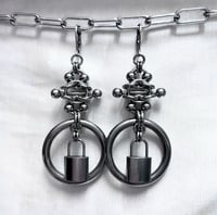 . : + barbell lock earrings + : .