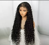 Image 1 of Synthetic Boho 32 inch Braided wigs for black woman with lace front and baby hair.