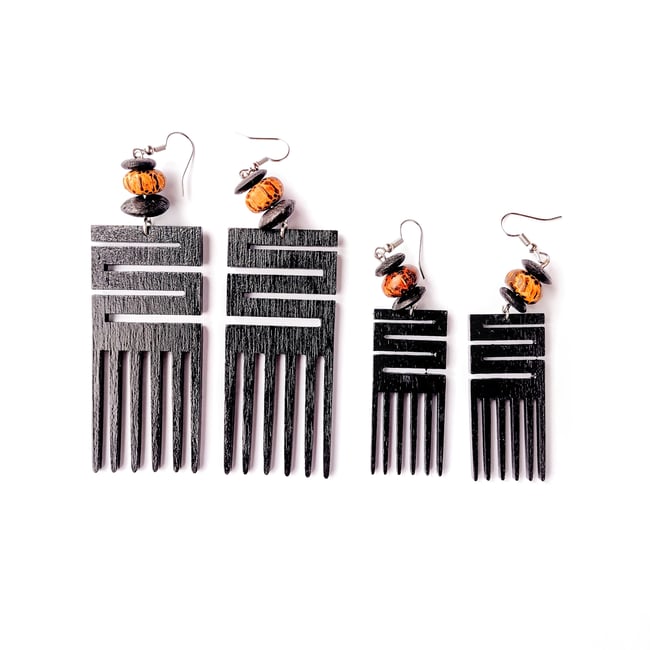 Mumba " Adinkra" Wood Earrings 