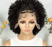 Image 1 of Cornrow braided wigs-Transparent full lace synthetic hair for Black woman’s with baby hair.