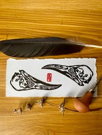 Image 1 of Crow Skull Lino Cut Print 