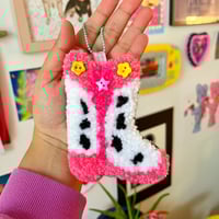 Image 2 of Button Bootie Tufted Bag Charm