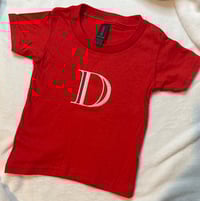 Image 3 of Red Toddler T-Shirt with White and Blue “D”
