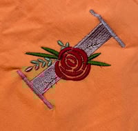 Image 1 of Coral Baby Romper with Rose Flower and Lilac “I”