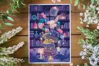Image 2 of Cozy Witch Library (Cat, Bunny, Dog versions) - Art Print