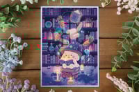 Image 3 of Cozy Witch Library (Cat, Bunny, Dog versions) - Art Print