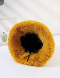 Image 1 of 1pc Faux Fox  Bucket Hat, Faux Mink Trimmed, Warm & Fashionable 