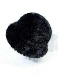 Image 5 of 1pc Faux Fox  Bucket Hat, Faux Mink Trimmed, Warm & Fashionable 