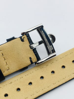 Image of 19mm/18mm CROC PADDED MENS LEATHER STRAP FOR OMEGA WATCH.BLACK.TOP QUALITY.HEAVY DUTY.