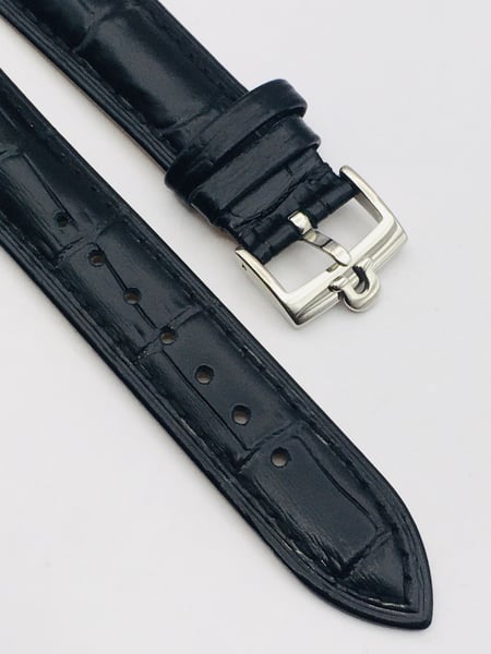 Image of 19mm/18mm CROC PADDED MENS LEATHER STRAP FOR OMEGA WATCH.BLACK.TOP QUALITY.HEAVY DUTY.