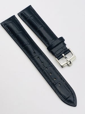 Image of 19mm/18mm CROC PADDED MENS LEATHER STRAP FOR OMEGA WATCH.BLACK.TOP QUALITY.HEAVY DUTY.
