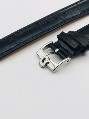 Image of 19mm/18mm CROC PADDED MENS LEATHER STRAP FOR OMEGA WATCH.BLACK.TOP QUALITY.HEAVY DUTY.