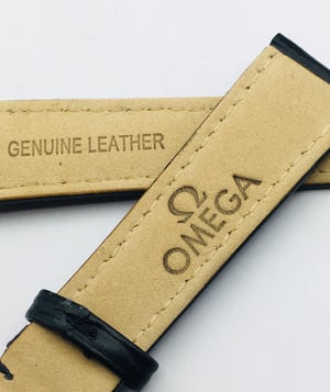 Image of 18mm/19mm BLACK CROC PADDED MEN STRAP FOR OMEGA WATCH.TOP QUALITY.HEAVY DUTY. LEATHER 