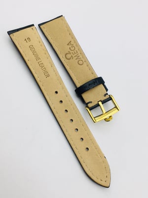 Image of 18mm/19mm BLACK CROC PADDED MEN STRAP FOR OMEGA WATCH.TOP QUALITY.HEAVY DUTY. LEATHER 