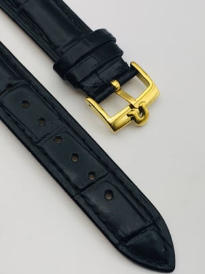Image of 18mm/19mm BLACK CROC PADDED MEN STRAP FOR OMEGA WATCH.TOP QUALITY.HEAVY DUTY. LEATHER 