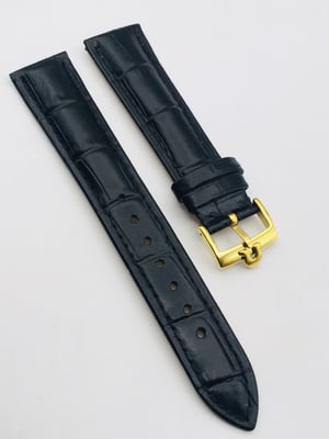 Image of 18mm/19mm BLACK CROC PADDED MEN STRAP FOR OMEGA WATCH.TOP QUALITY.HEAVY DUTY. LEATHER 