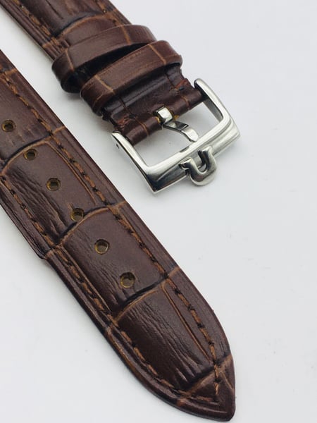 Image of 18mm/19mm BROWN CROC PADDED MEN STRAP FOR OMEGA WATCH.TOP QUALITY.HEAVY DUTY. LEATHER