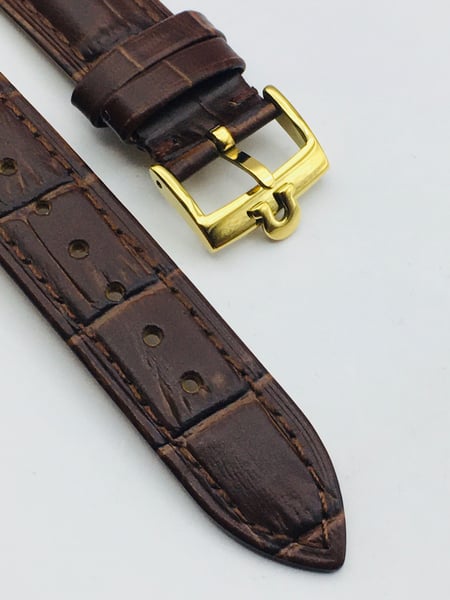 Image of  18mm/19mm BROWN CROC PADDED MEN STRAP FOR OMEGA WATCH.TOP QUALITY.HEAVY DUTY. LEATHER
