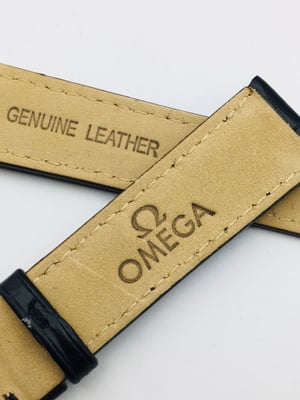 Image of 20MM BLACK CROC PADDED MEN STRAP FOR OMEGA WATCH.TOP QUALITY.HEAVY DUTY. LEATHER