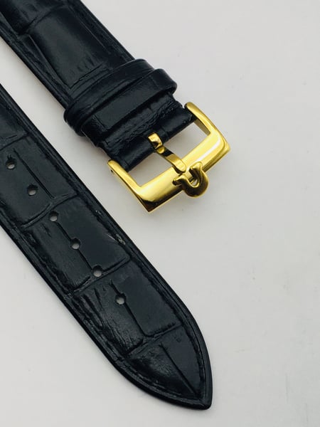 Image of 20MM BLACK CROC PADDED MEN STRAP FOR OMEGA WATCH.TOP QUALITY.HEAVY DUTY. LEATHER