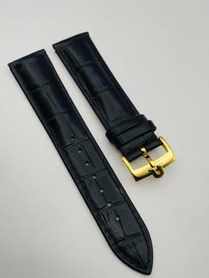Image of 20MM BLACK CROC PADDED MEN STRAP FOR OMEGA WATCH.TOP QUALITY.HEAVY DUTY. LEATHER