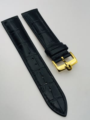 Image of 20MM BLACK CROC PADDED MEN STRAP FOR OMEGA WATCH.TOP QUALITY.HEAVY DUTY. LEATHER