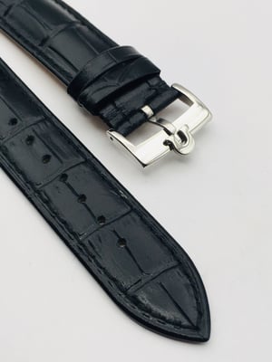 Image of  20MM BLACK CROC PADDED MEN STRAP FOR OMEGA WATCH.TOP QUALITY.HEAVY DUTY. LEATHER