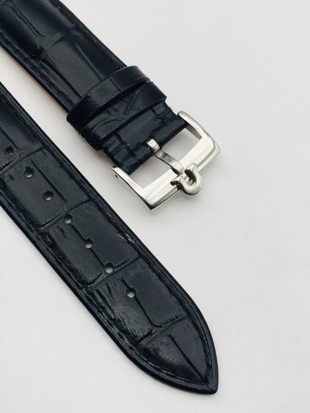 Image of  20MM BLACK CROC PADDED MEN STRAP FOR OMEGA WATCH.TOP QUALITY.HEAVY DUTY. LEATHER