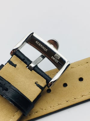 Image of  20MM BLACK CROC PADDED MEN STRAP FOR OMEGA WATCH.TOP QUALITY.HEAVY DUTY. LEATHER