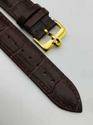 Image of 20MM BROWN CROC PADDED MEN STRAP FOR OMEGA WATCH.TOP QUALITY.HEAVY DUTY. LEATHER