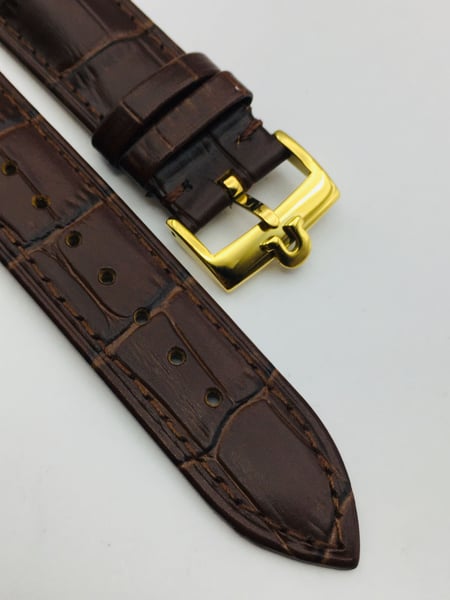 Image of 20MM BROWN CROC PADDED MEN STRAP FOR OMEGA WATCH.TOP QUALITY.HEAVY DUTY. LEATHER
