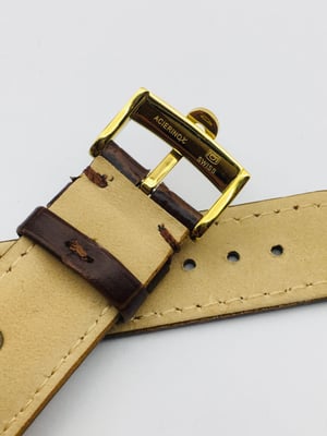Image of 20MM BROWN CROC PADDED MEN STRAP FOR OMEGA WATCH.TOP QUALITY.HEAVY DUTY. LEATHER