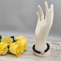 Image 1 of Black Skull Lava Bead Bracelet