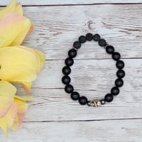 Image 3 of Black Skull Lava Bead Bracelet