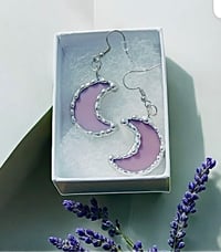 Image 1 of Lavender Crescent Moon Earrings